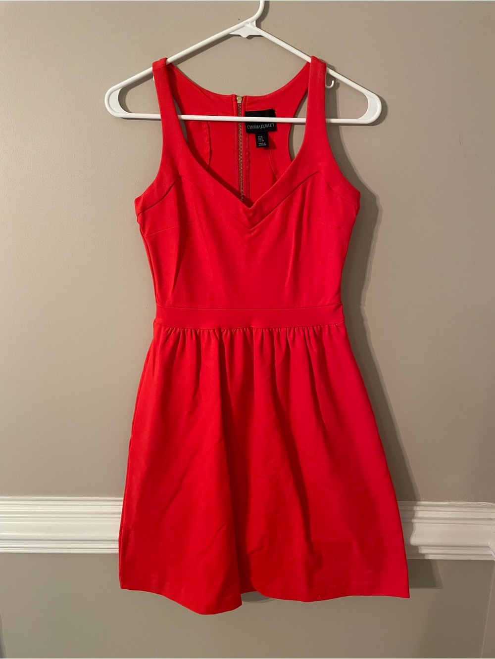 Like New Cynthia Rowley Red Sleeveless V-Neck Fit-and-Flare Mini Dress